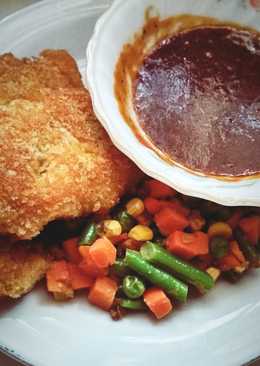 Chicken katsu blackpepper with mix vegetable