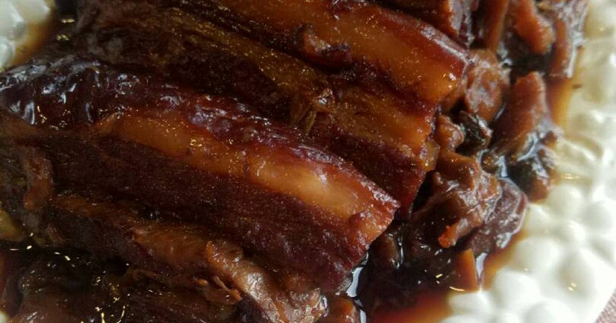 Resep Babi Hong Sayur Asin Braised Pork Belly with 