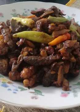 Tumis kerang pedaass kemangi campur tempe