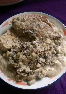 Ikan manyung/cucut asap dan jantung pisang masak santan