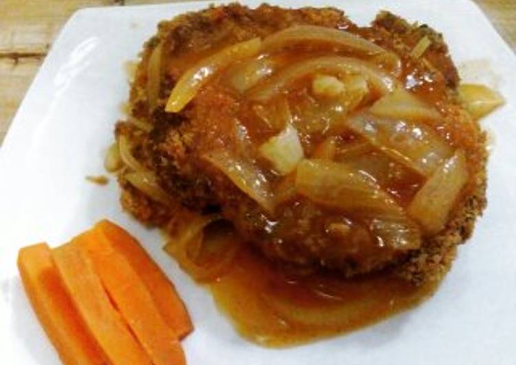 gambar untuk resep Steak daging crispy saus bbq lada hitam