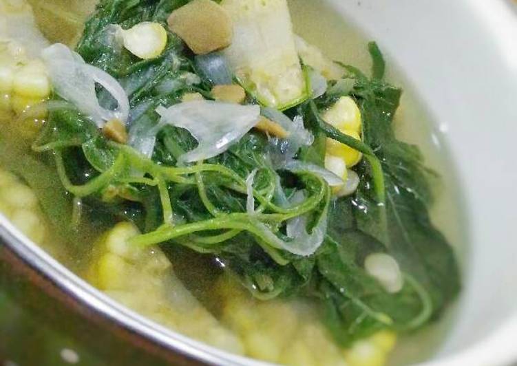 resep Sayur Bayam Bening + Jagung Manis