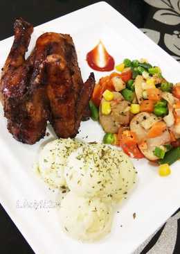 Chicken Grill with mix veg and mashed potato / ayam panggang enak,simple dan praktis