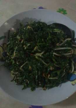 Tumis kering,daun ubi + tauge