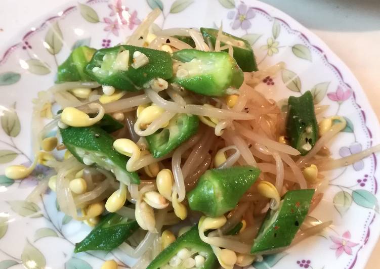 Resep Salad kecambah & okra ?? simple ala Korea