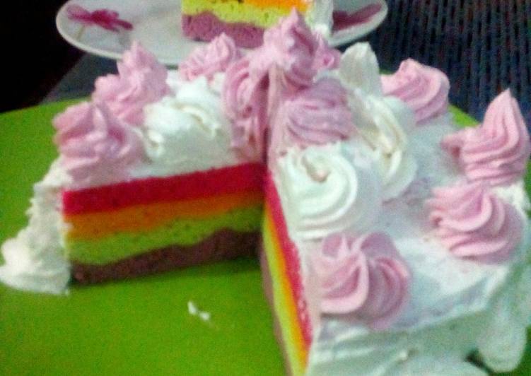 resep Rainbow Cake Tart