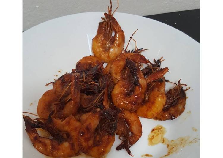 resep masakan Udang Bakar manis madu ala tukang seafood