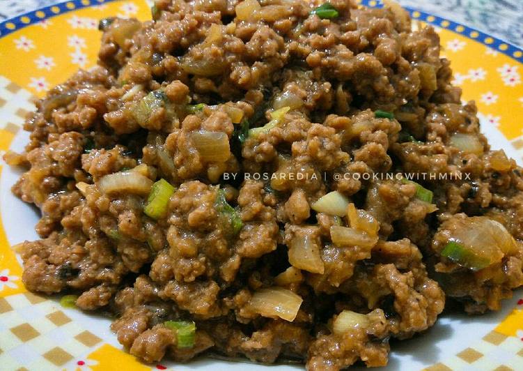 cara membuat Daging Cincang Lada Hitam (Isi Roti, Bakpao)