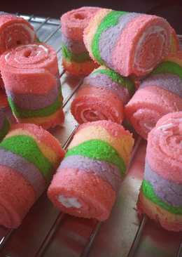 Bolu gulung mini warna warni