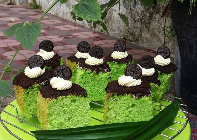 resep Bolu Pandan (Mini Cake Pandan Oreo)