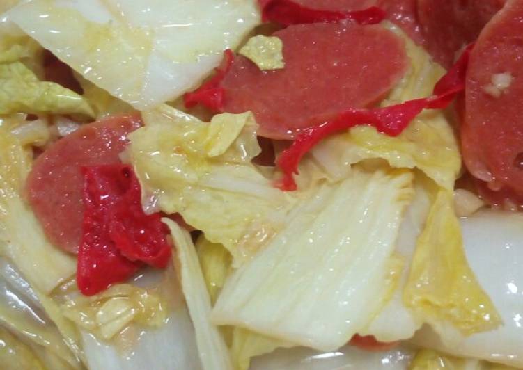 Resep Tumis sawi putih dan sosis simple dan cepat