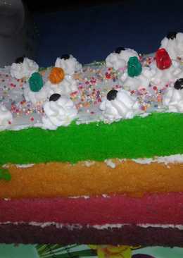 Rainbow cake kukus lembut