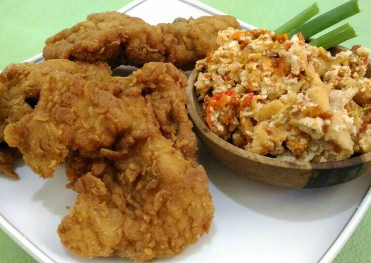 resep Ayam Tepung Kremes dan Sambal Tahu