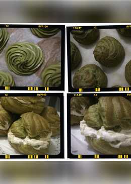 Kue sus greentea (matcha choux pastry)