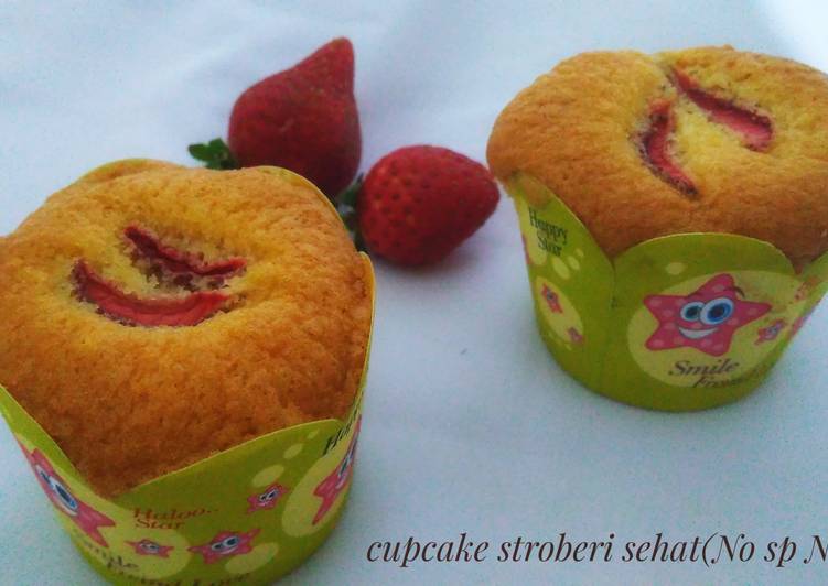 bahan dan cara membuat Strawberry cupcake (camilan MPASI 13+)