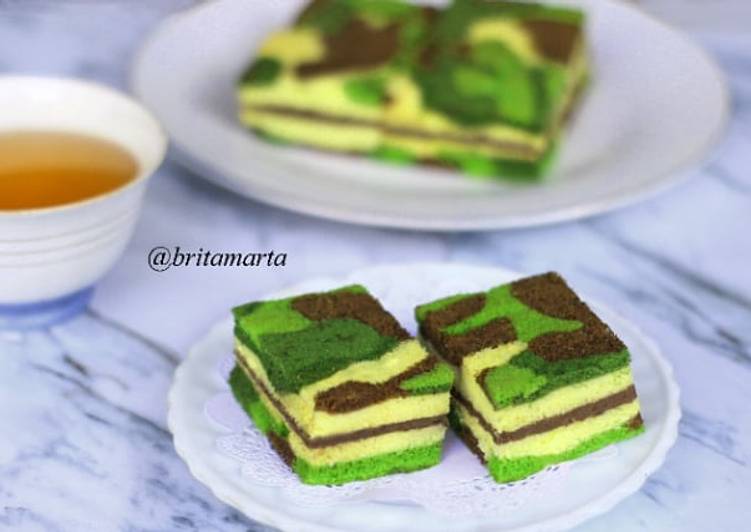 gambar untuk resep makanan Bolu Motif Army #pekaninspirasi