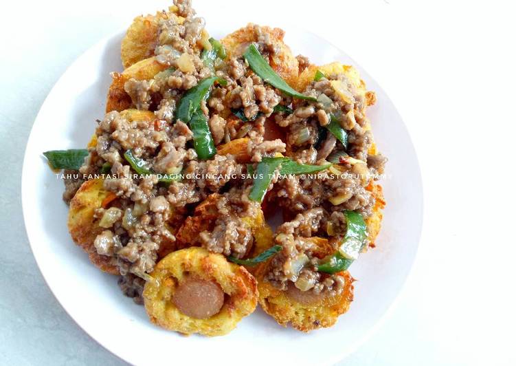 gambar untuk resep Tahu fantasi siram daging cincang saus tiram