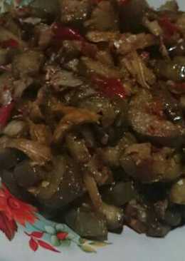 Terong teri balado toping jantung pisang