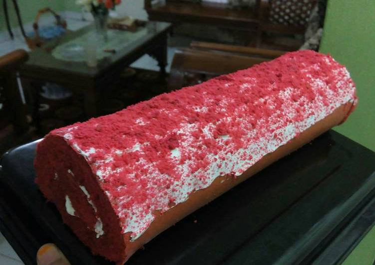 gambar untuk resep makanan Red velvet roll cake