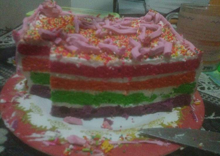 Resep Rainbow cake kukus - Wulan Kartikasari