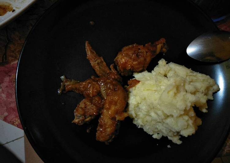 resep masakan Spicy chicken wing and mashed potato