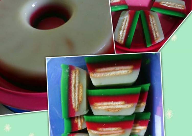 gambar untuk cara membuat Agar agar roti marie jadul simple