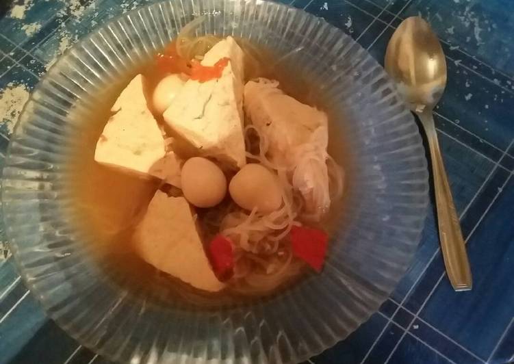 resep lengkap untuk Sup tahu bihun asam pedas