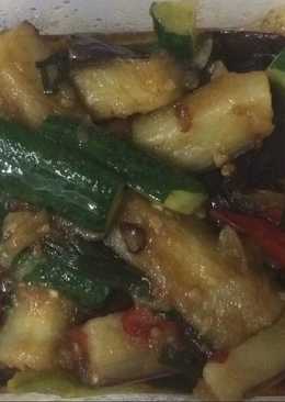 Tumis terong timun mini (vegetarian menu)