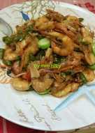 Tumis udang cabe ijo pete