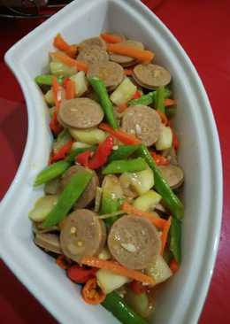 sosis sapi masak asam manis pedas