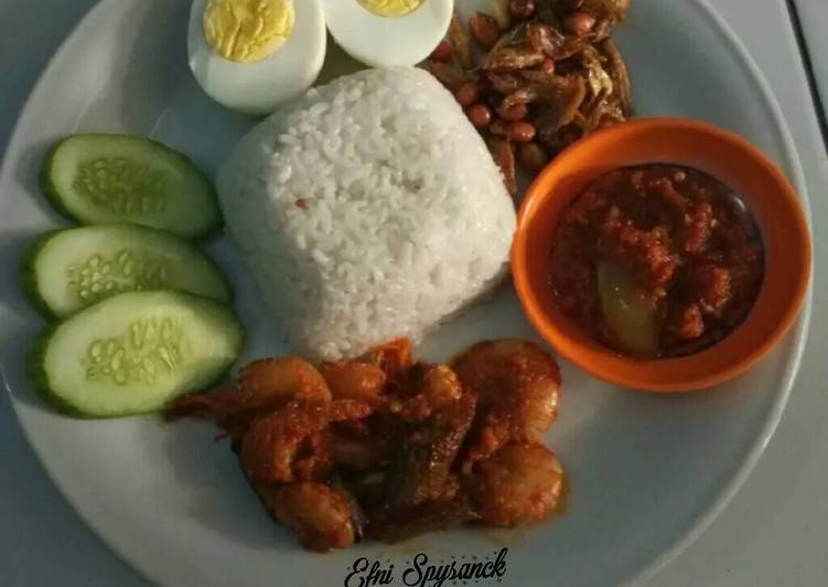 gambar untuk cara membuat Nasi lemak udang balado terong