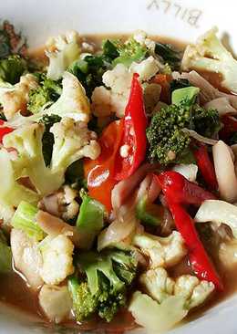 Jamur Tiram brokoli saus tiram ala Indah