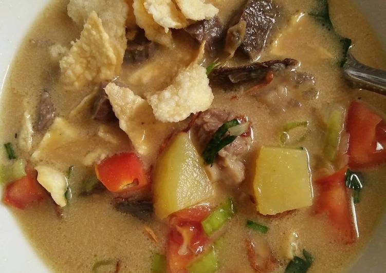 resep lengkap untuk Soto Betawi daging+ paru simple