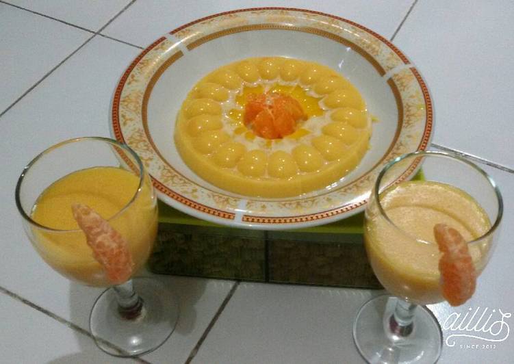 resep lengkap untuk Puding Susu Mangga Jeruk