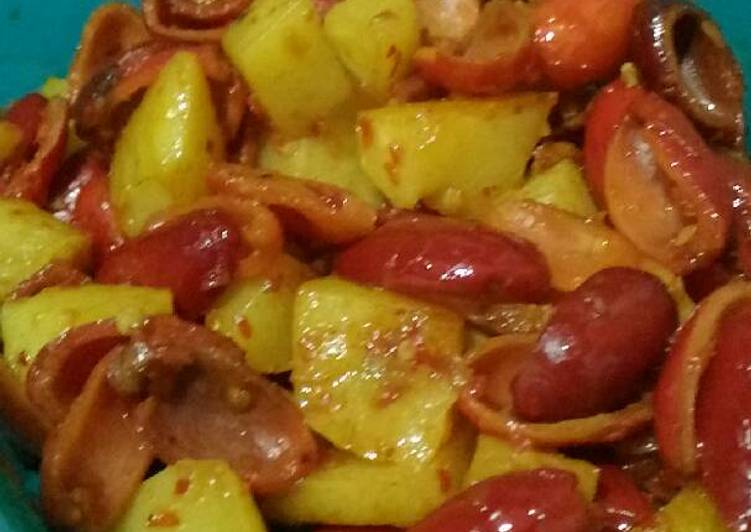 resep masakan Kulit melinjo balado mix kentang