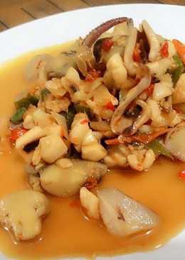 Cumi jamur asam manis 