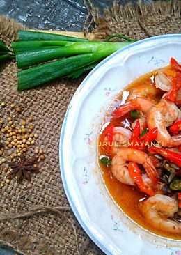 Tumis Udang Jamur Pedas