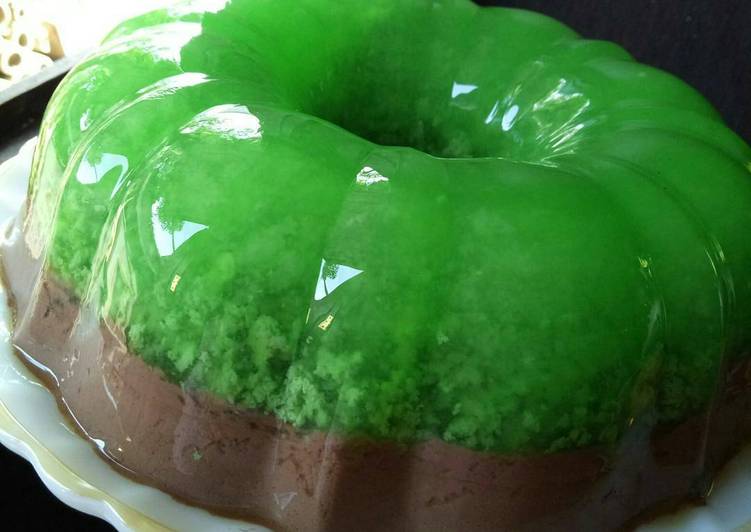 Resep Puding lumut lapis coklat