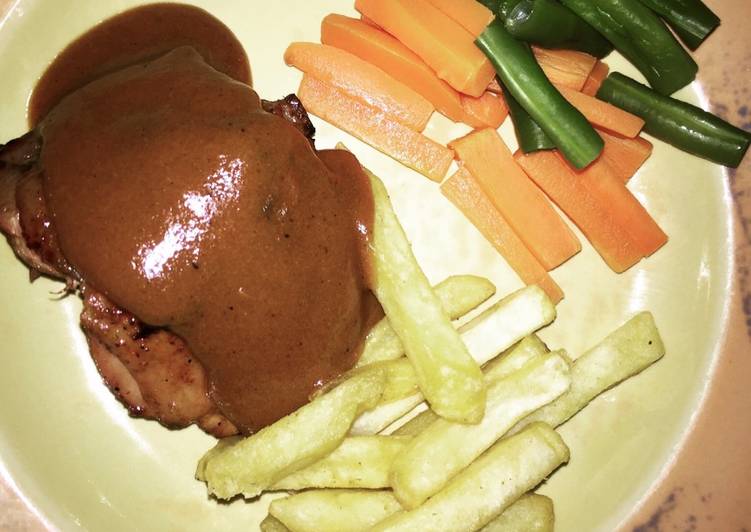 resep makanan Chicken steak with bbq sauce