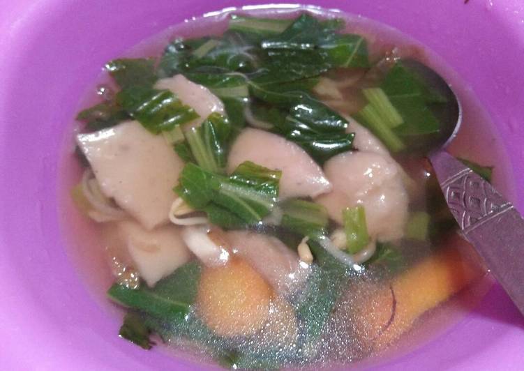 resep makanan Sayur Sawi Bakso (Mpasi 1y)