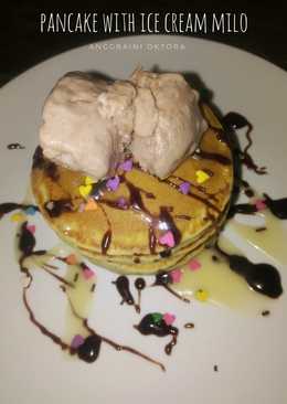 Pancake with ice cream milo #Seninsemangat