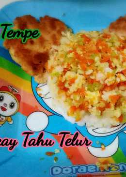 Steak Tempe dan Capcay Tahu Telur (toddler meal)