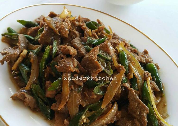 resep makanan Tumis sapi cabe hijau