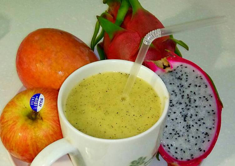 resep makanan Jus buah Naga,apel,mangga ????????????????????segarrrrrrrr ?