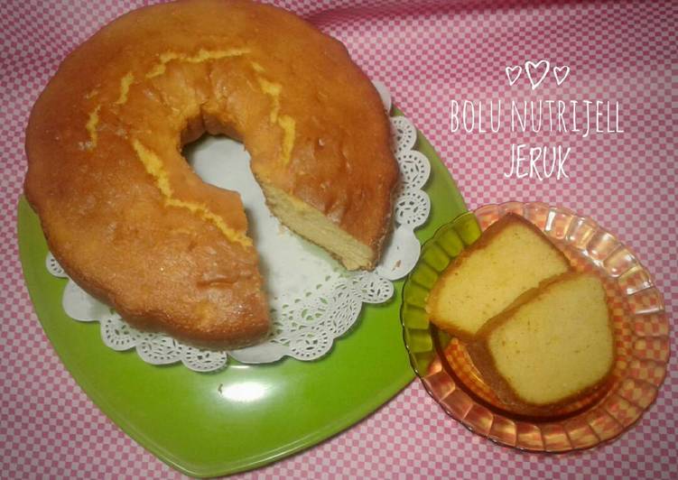 resep lengkap untuk Bolu Nutrijell aka Cake Nutrijell (Rasa Jeruk)