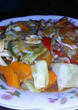 Cumi masak sayur teriyaki