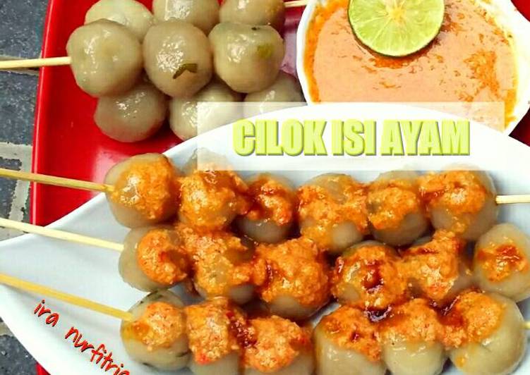 resep makanan Cilok isi ayam bumbu kacang pedas