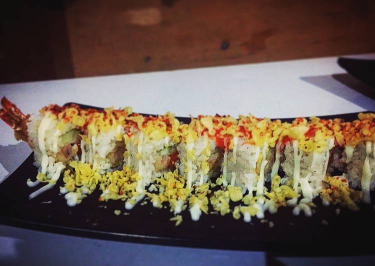 resep lengkap untuk Homemade Sushi crunch roll non nori