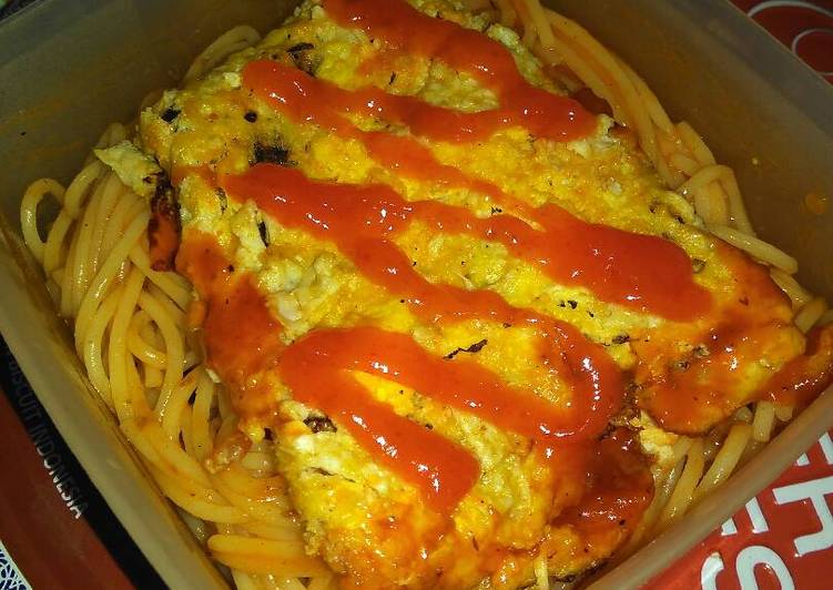 cara membuat spaghetti with scramble egg