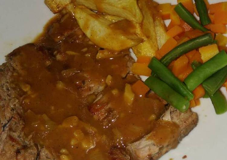  Resep  Steak sapi empuk anti  alot  w brown sauce oleh Laily 